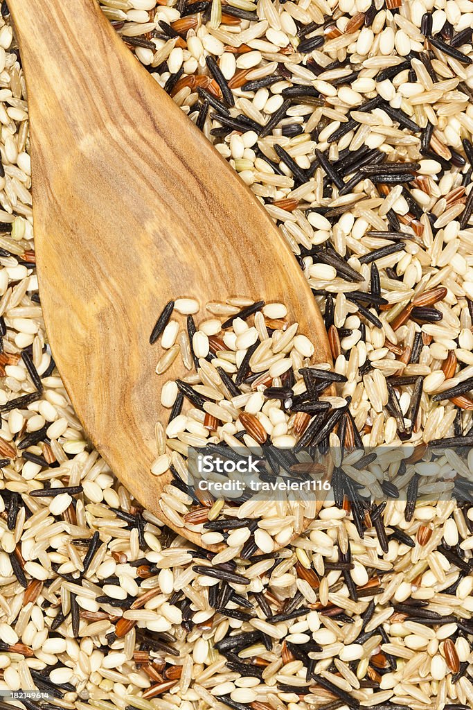 Varieties Of Rice Wooden Spoon With A Mix Of Different Kinds Of Rice Basmati Rice Stock Photo