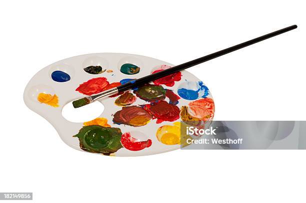 Paint Pallet And Brush Stock Photo - Download Image Now - Pallet -  Industrial Equipment, Paint, Art - iStock