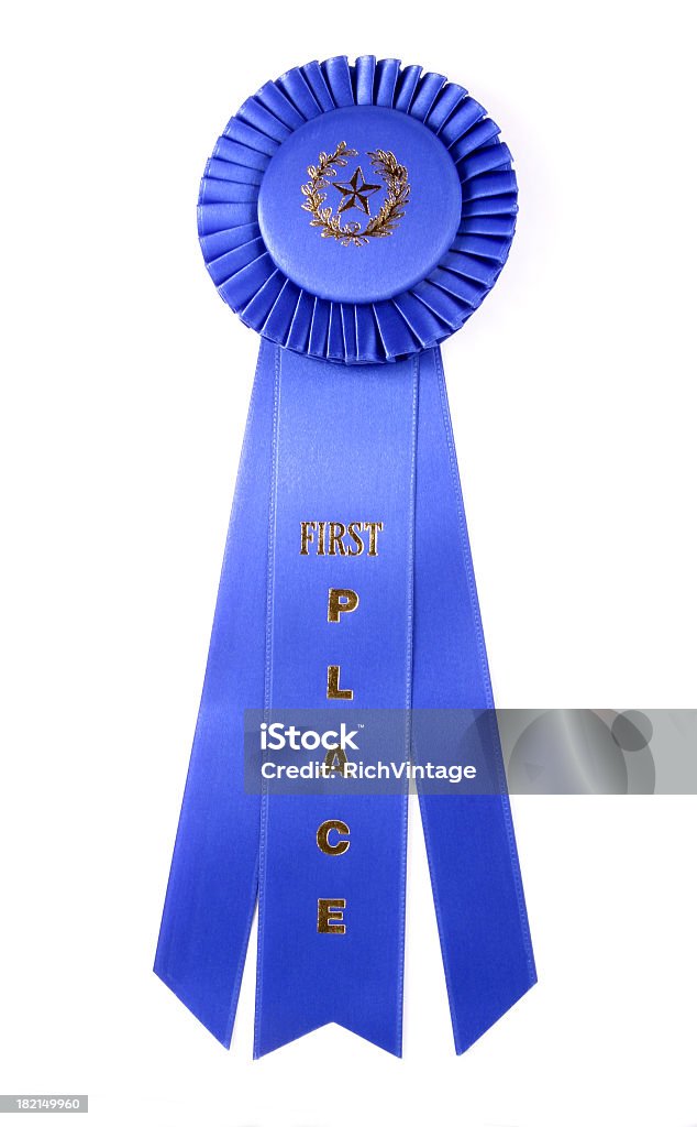 Isolada Blue Ribbon - Foto de stock de Roseta royalty-free