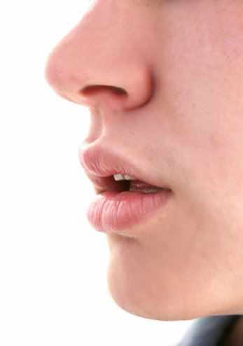 open female mouth in speaking pose