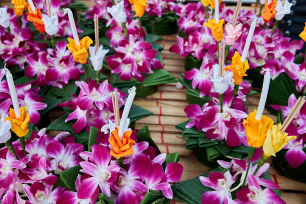 Flow of Happiness: Loy Krathong 2023 in Colors stock photo