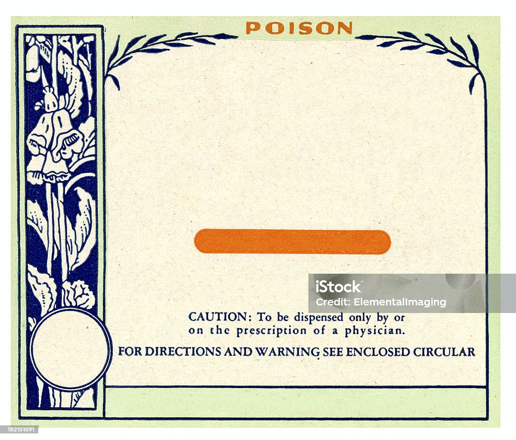 Vintage fond floral Pharmacie médicament de Prescription Poison Label - Photo de Étiquette libre de droits