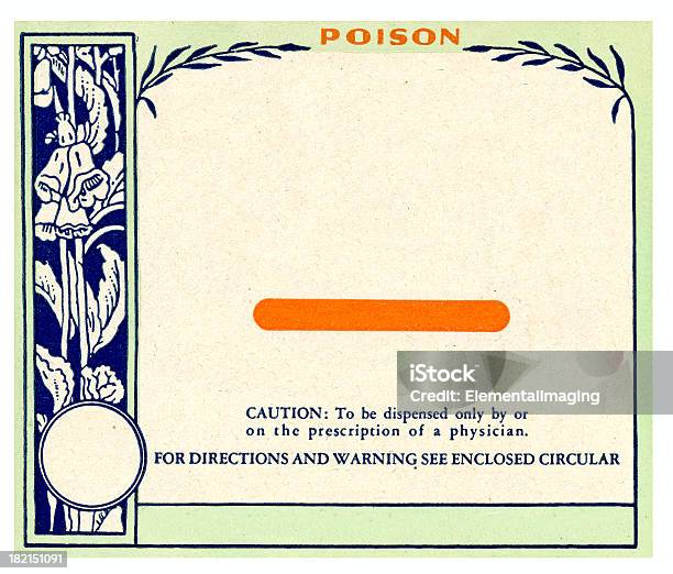Photo libre de droit de Vintage Fond Floral Pharmacie Médicament De Prescription Poison Label banque d'images et plus d'images libres de droit de Étiquette