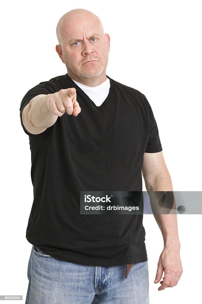 Tough hombre apuntando a la cámara - Foto de stock de Amenazas libre de derechos