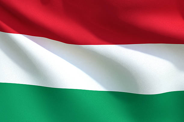Primer plano de bandera de Hungría - foto de stock