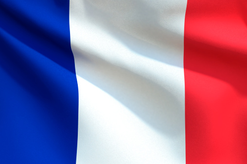 A close up view of the flag of France. Fabric texture visible at 100%.Check out the other images in this series here...