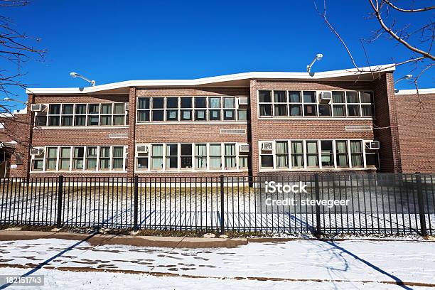 Dubois Elementary School In Riverdale Chicago Stock Photo - Download Image Now - Outdoors, School Building, Snow