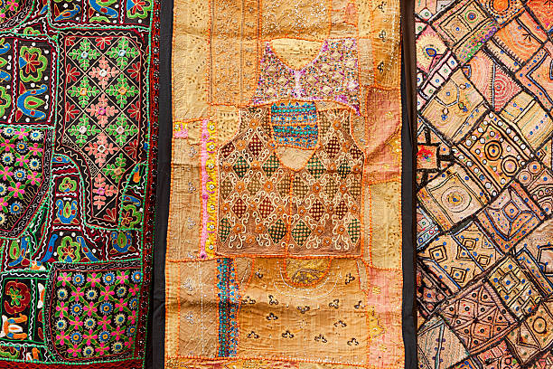 istock Colorful fabrics in India 182151857