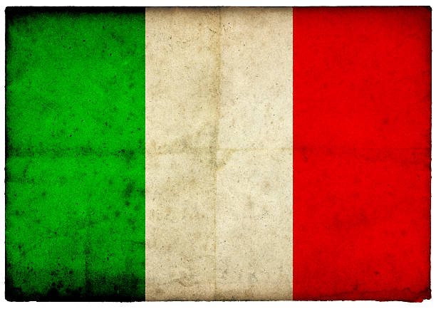 istock Grunge Italian Flag on rough edged old postcard 182152220
