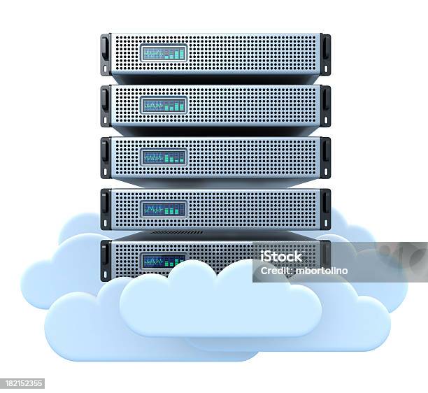 Chmura Serwera W - zdjęcia stockowe i więcej obrazów Białe tło - Białe tło, Serwer sieciowy, Chmura obliczeniowa