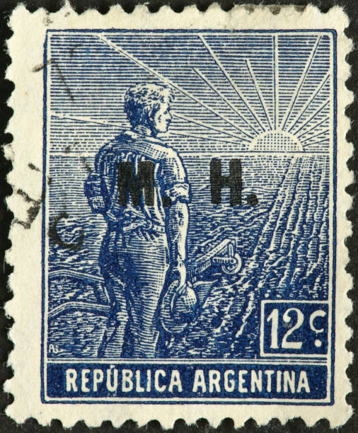 istock vintage Argentine farmer with an old hand plow 182153001