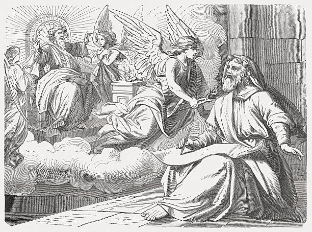 Isaiah looks the Lord (Isaiah 6, 5-8), published in 1877 vector art illustration