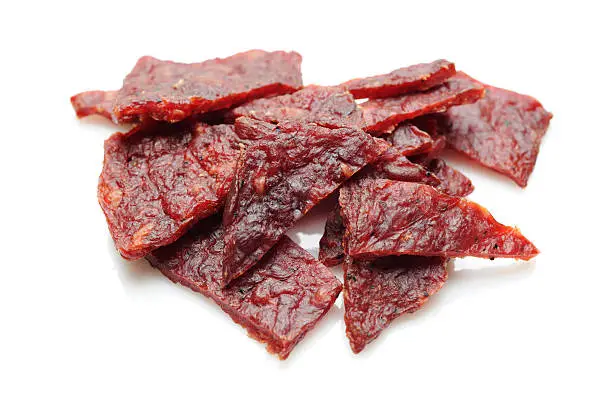 Beef Jerky on White Background