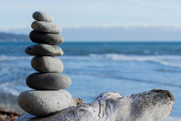 istock Stacked Zen Stones and Ocean 1821537892