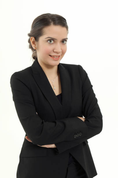 istock Smiling business woman Isolated over white background 182153924