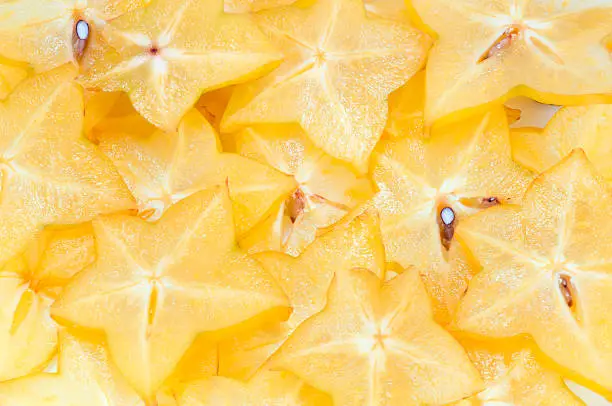 Slices of ripe Carambola as natute background.