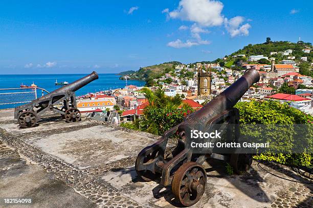 Dos Cannons Punta De St Georges Granada Wi Foto de stock y más banco de imágenes de Granada - Islas de Barlovento - Granada - Islas de Barlovento, Caribe, St. George's