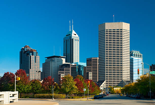 istock Indianapolis skyline and autumn trees 182154263