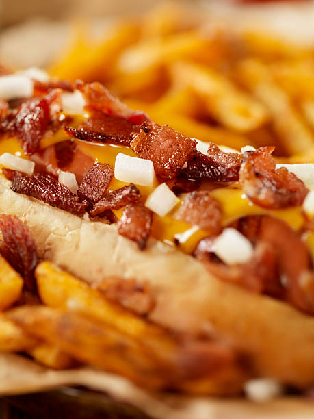 istock Bacon and Cheese Dog with Fries 182154886