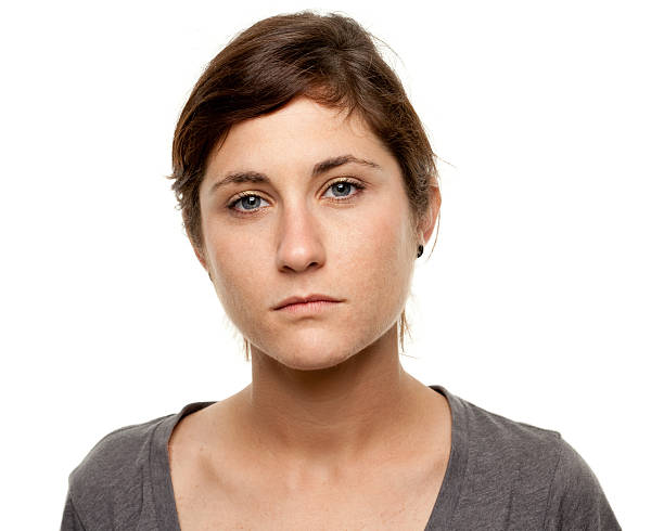 Serious Young Woman Blank Expression Mug Shot Portrait