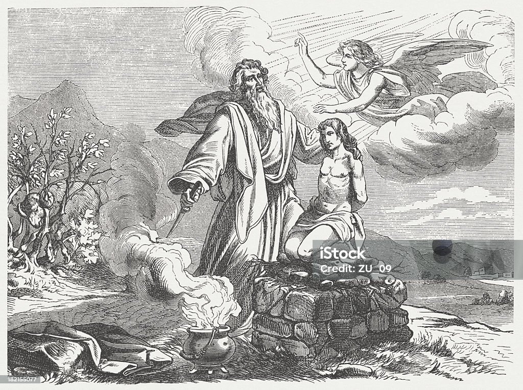 Abraham und Isaac (Genesis 22, 11-13 - Lizenzfrei Abraham - Biblische Figur Stock-Illustration