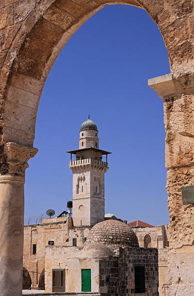 Minaret in Jerusalem Old City stock photo