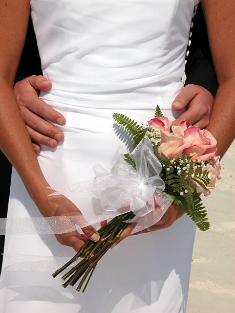 Bride Groom Wedding Bouquet stock photo