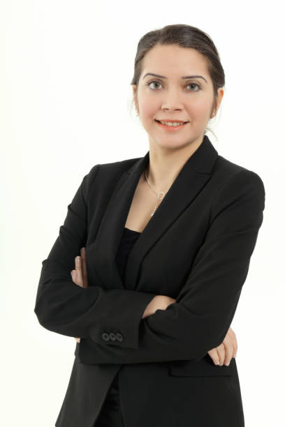 istock Smiling business woman Isolated over white background 182156619