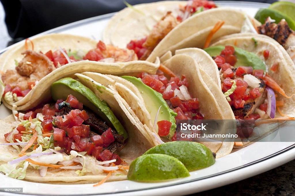 Variedade de tacos - Foto de stock de Bife royalty-free