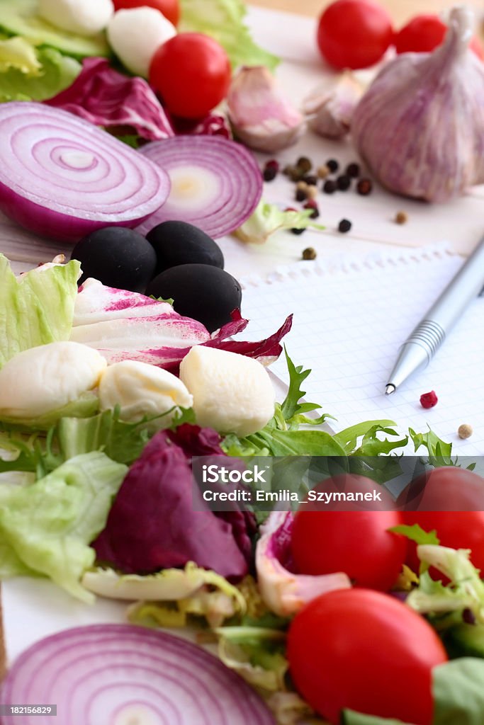 Preparing salad. Ballpoint Pen Stock Photo