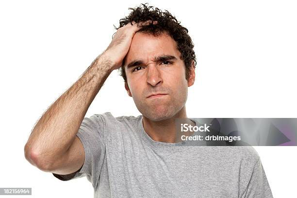 Angry Frustrated Man With Hand In Hair Stock Photo - Download Image Now - Men, Anger, Displeased