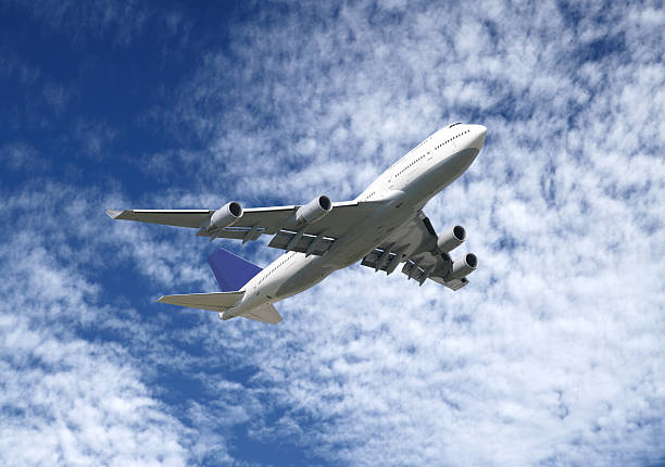 istock Big airliner in blue summer sky 182157024