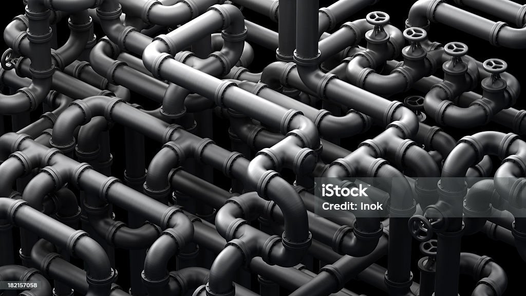 Global Pipeline Abstract Industrial 3d illustration Pipe - Tube Stock Photo