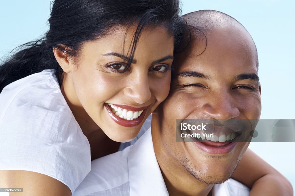 Closeup image of a happy romantic young couple Closeup portrait of a happy romantic young couple of enjoying outdoors Couple - Relationship Stock Photo