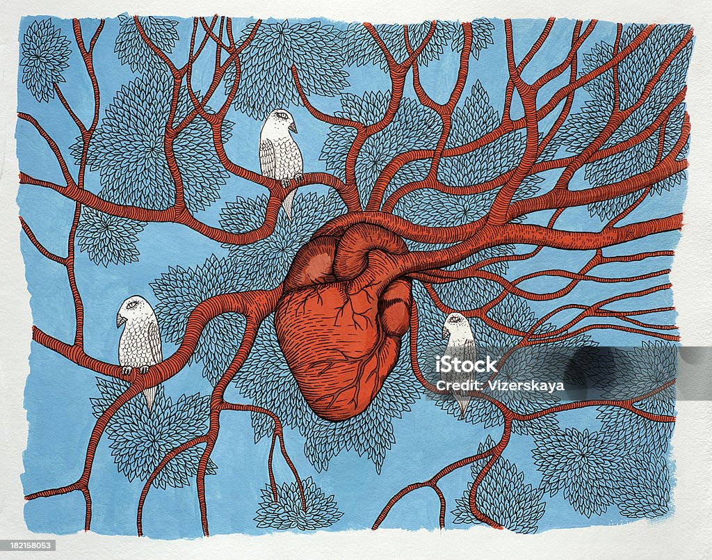 Árbol de corazón - Ilustración de stock de Arte libre de derechos