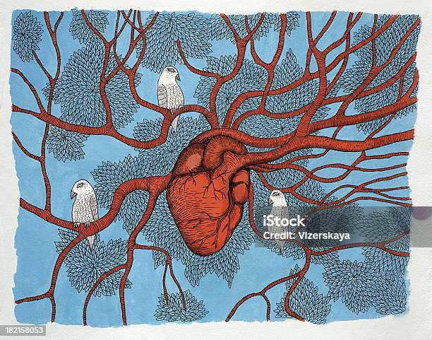 Ilustración de Árbol De Corazón y más Vectores Libres de Derechos de Arte - Arte, Árbol, Asistencia sanitaria y medicina