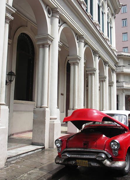 istock Oldfashioned red vintage car 182158988