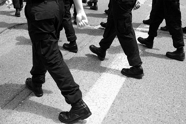 istock Military March Black and White 182159199