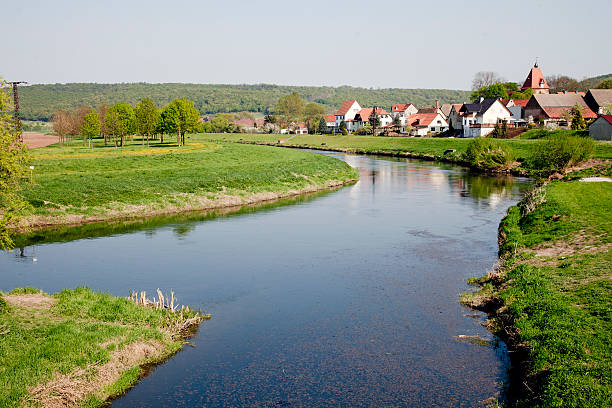 Small town immersed in nature on the Unstrut river in Sachsen-Anhalt.