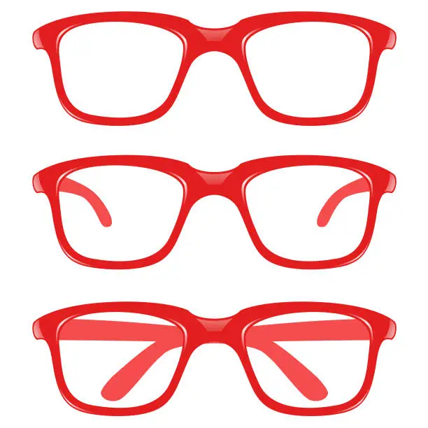 Vector illustration of Red glasses vector set