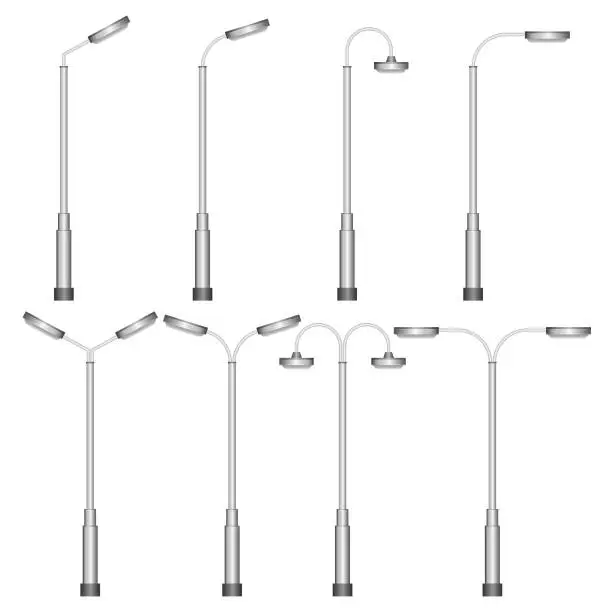 Vector illustration of Street light Lamps vector set