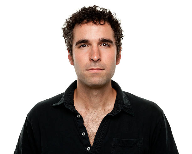 istock Serious man in black shirt portrait 182160179