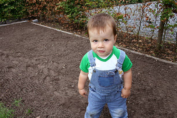 gardening boy stock photo