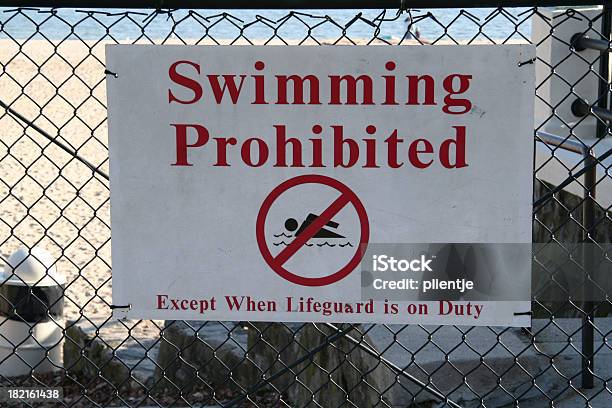 Beach Sign Stock Photo - Download Image Now - Beach, Beach Sign, Chainlink Fence