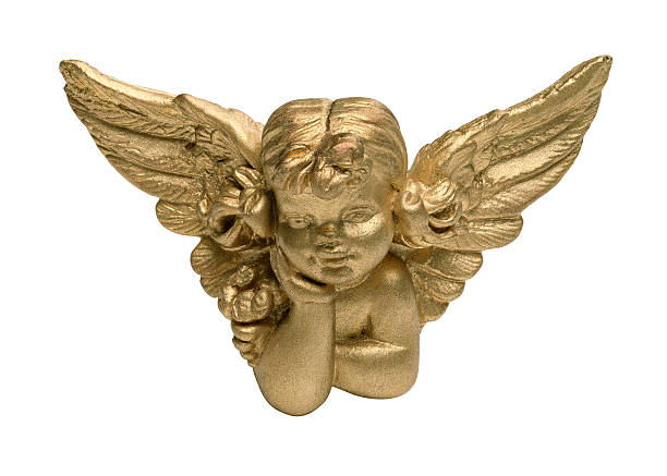 istock 4 inch Cherub angel painted gold 182161479
