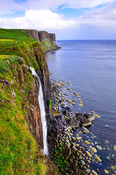 Kilt rock coastline cliff in Scottish highlands, Scotland, United Kingdom