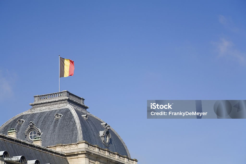 Бельгийский флаг на Королевский Дворец - Стоковые фото Бельгийский флаг роялти-фри