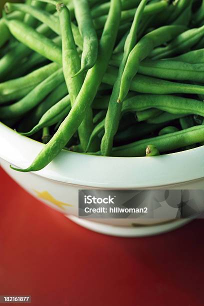 String Beans On Red Stock Photo - Download Image Now - Bean, Bowl, Bunch