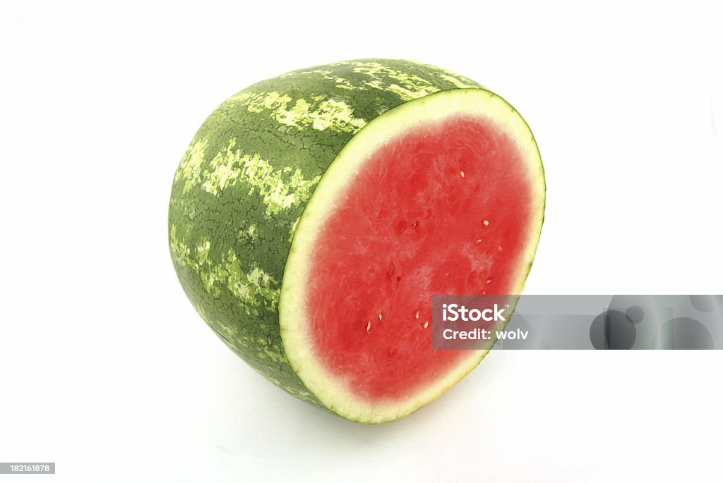 Eine Wassermelone, die cut in half - Lizenzfrei Freisteller – Neutraler Hintergrund Stock-Foto