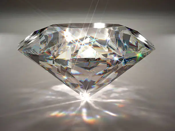 A large diamond with spectral dispersion effect. Very high resolution 3D render with slight DOF blur.